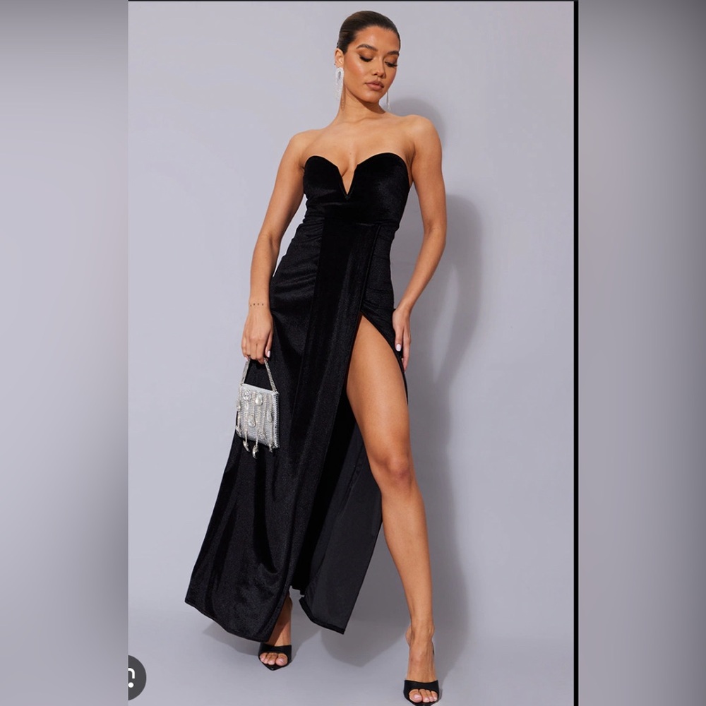PrettyLittleThing Black Bandeau Maxi Dress